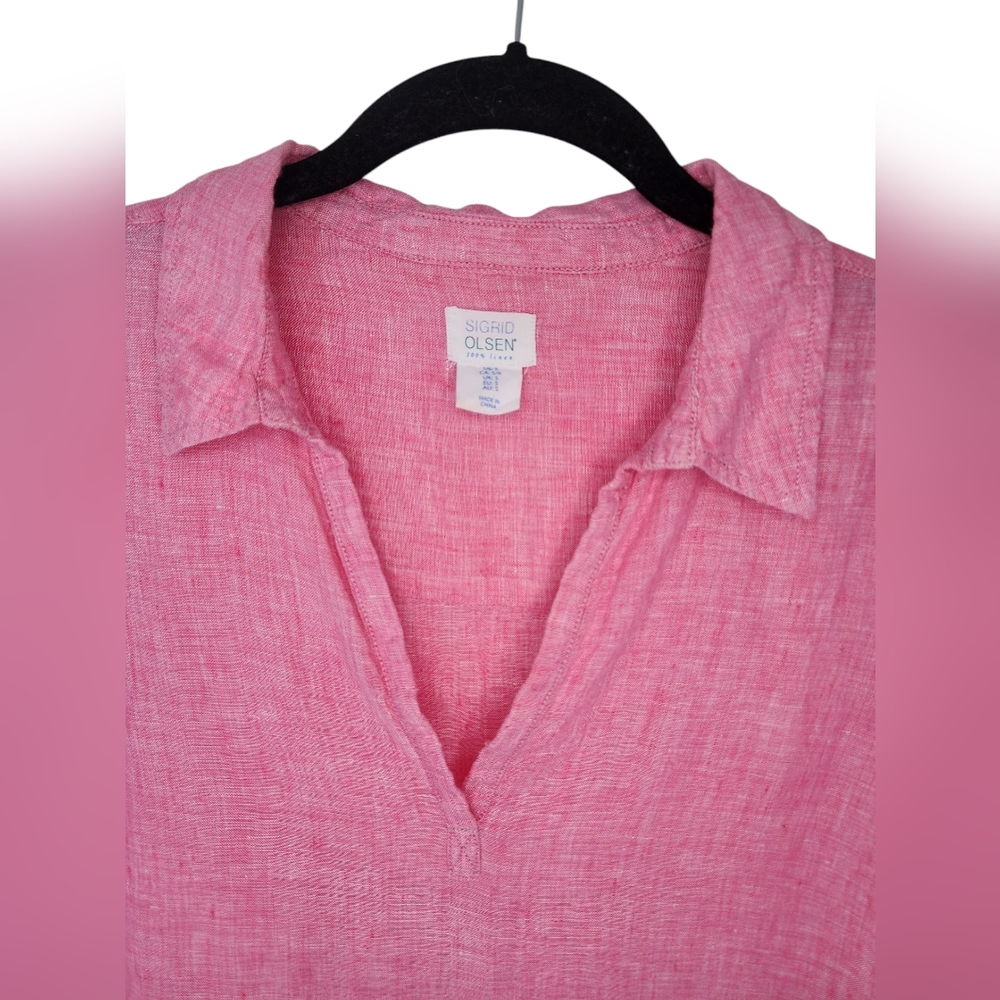 SIGRID OLSEN 100% linen pink tunic top, size S - Picture 5 of 8